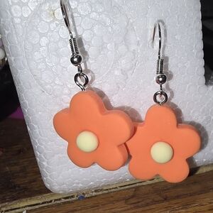 Orange Flower Earrings